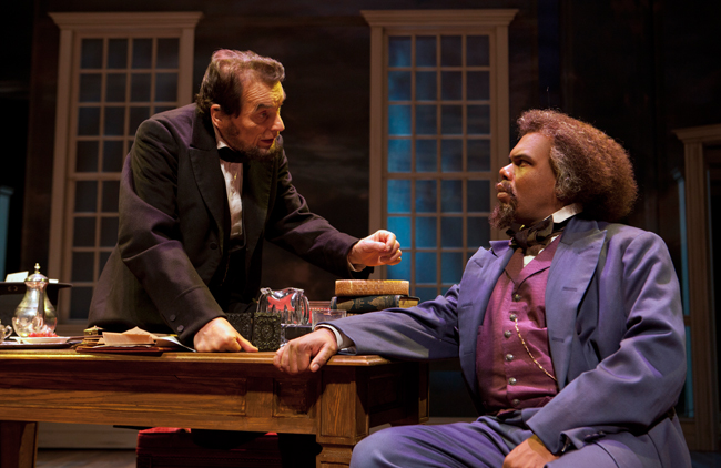 David Selby as Abraham Lincoln and Craig Wallace as Frederick Douglass in “Necessary Sacrifices,” at Ford’s Theatre. Photo by T. Charles Erickson.