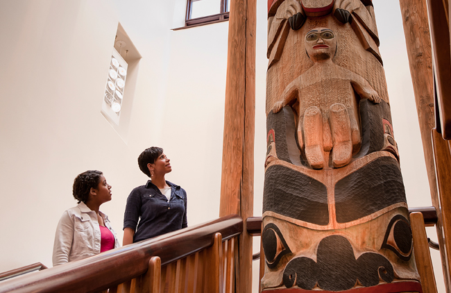 A traditional Haida totem pole, courtesy Eiteljorg Museum