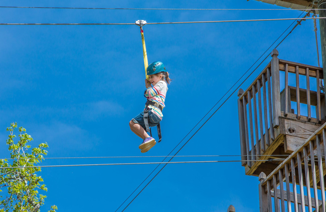 Zip line on the 800 ft. Fast Line, or choose the 1200 ft. Long Line! All photos courtesy the Rock Ranch