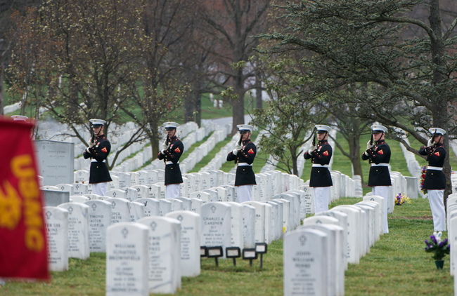 A gathering of marines at the Arlington National Cemetery, courtesy Arlington National Cemetery