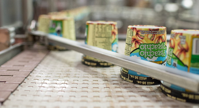 Ice Cream quarts making their way down the production line, courtesy Ben & Jerry's