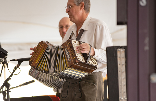 a musician performs at Oktoberfest USA in La Crosse
