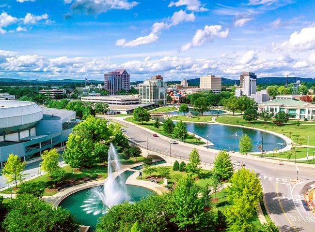 Aerial view of downtown Huntsville